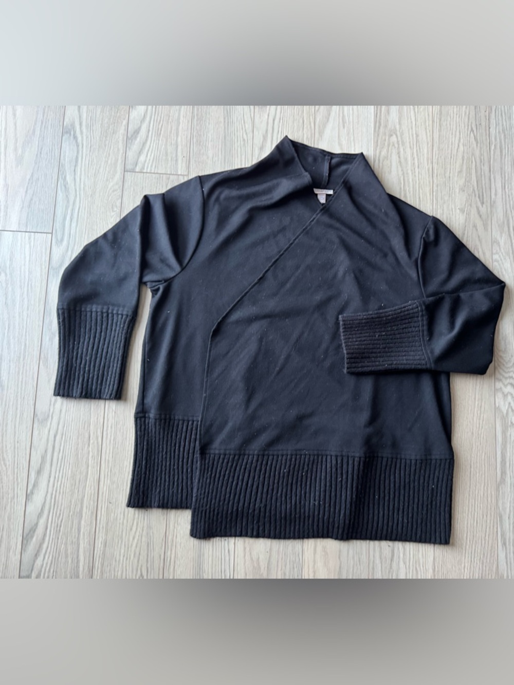 Women's Black Wrap-Style open front cardigan Sweater